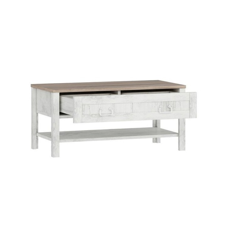Table basse  SENTO 90 cm bois et blanc