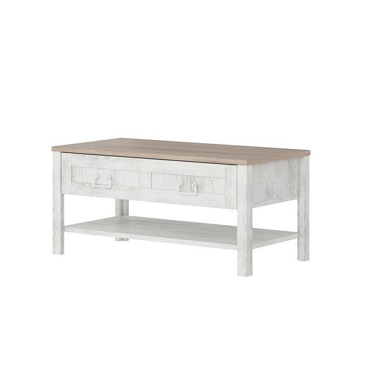 Mesa de centro SENTO 90 cm madera y blanco Mesa de centro SENTO 90 cm madera y blanco