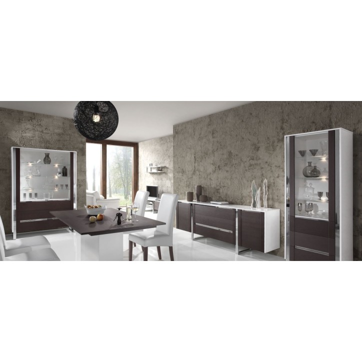 Salle à manger complète ARTIS wengé et blanc Salle à manger complète ARTIS wengé et blanc