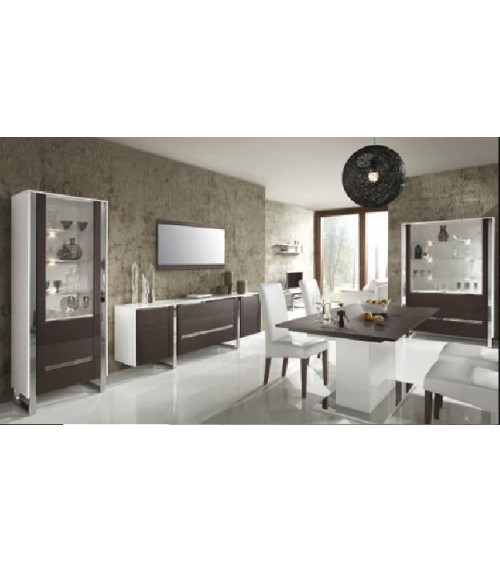 Salle à manger complète ARTIS wengé et blanc