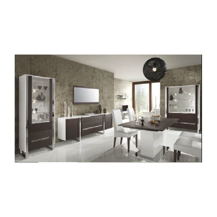 Salle à manger complète ARTIS wengé et blanc Salle à manger complète ARTIS wengé et blanc