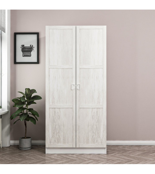 Armoire  2 Portes Blanc Dégringolé  190 x 52 x 90