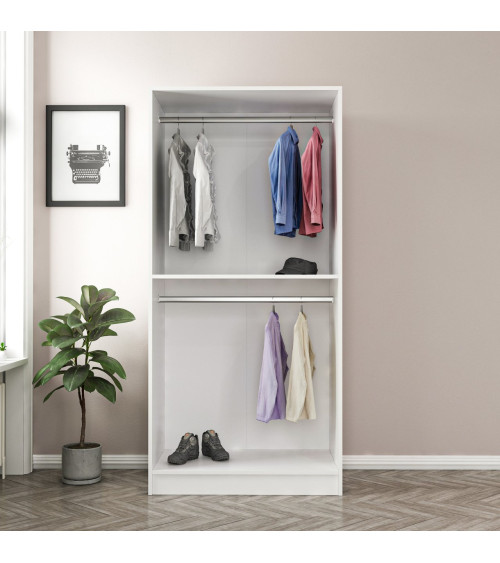 Armoire  2 Portes Blanc Dégrin  190 x 52 x 90