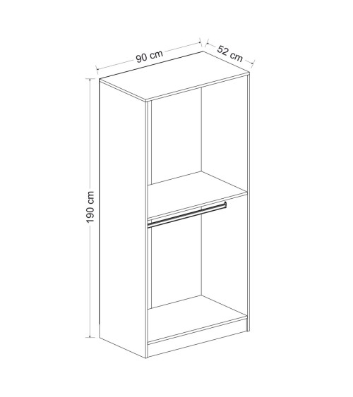 Armoire  2 Portes Blanc Dégringolé  190 x 52 x 90