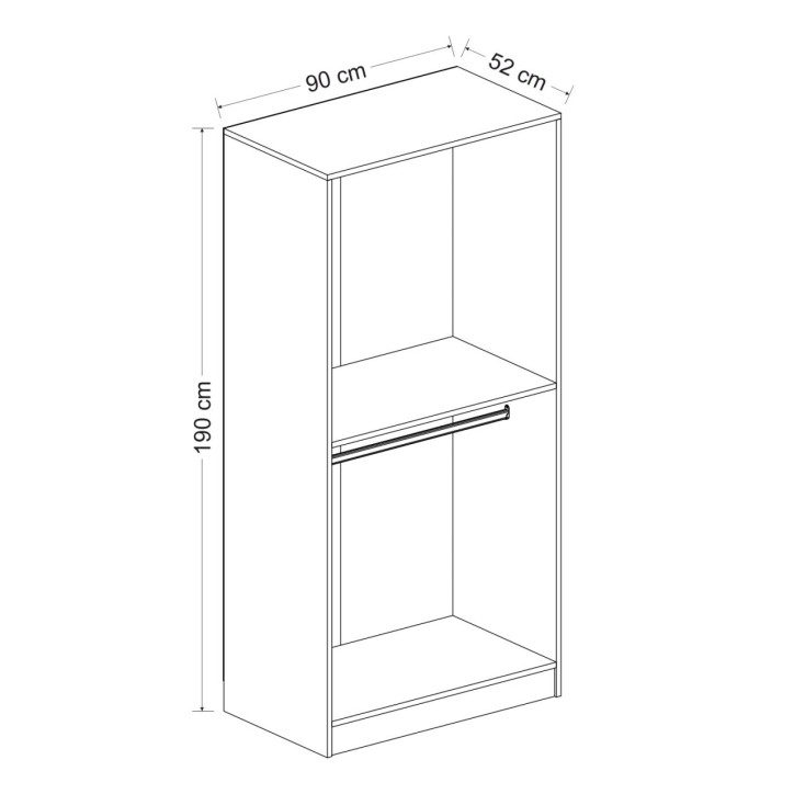 2-deurs kledingkast wit schuifbaar 190 x 52 x 90