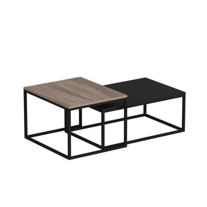 Mesa de centro LEKA 72 cm roble y negro