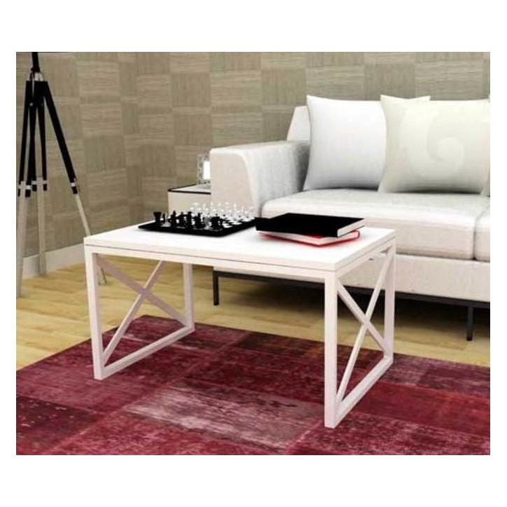 Tavolino TERA CROSS 80 x 50 x 45 cm bianco Tavolino TERA CROSS 80 x 50 x 45 cm bianco