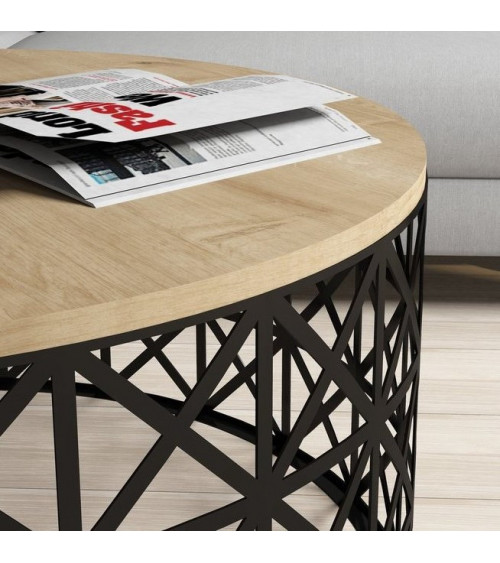 Mesa de centro SELIN roble 90 x 90 x 38 cm