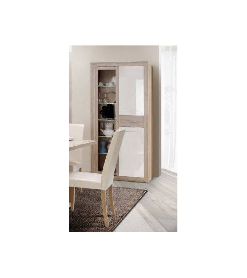 Salle à manger complète JULIETTA chêne clair et blanc