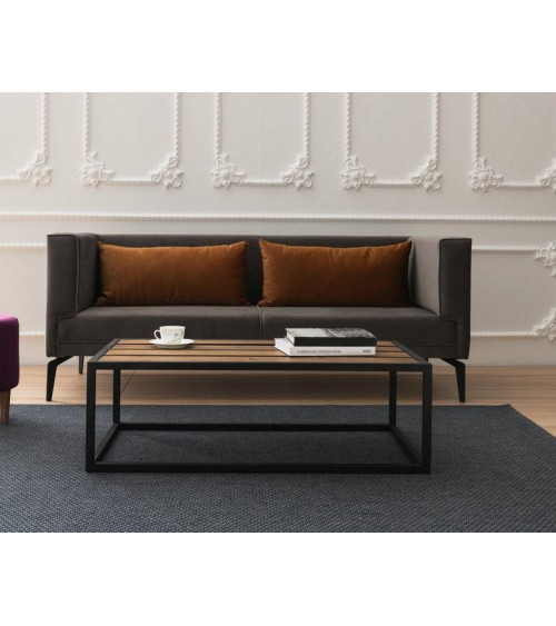 Table basse MARAY bois et noir 110cm