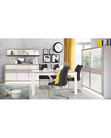 salle à manger complète CANNO chêne clair et blanc