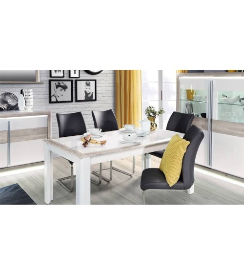 salle à manger complète CANNO chêne clair et blanc