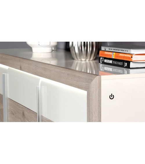 salle à manger complète CANNO chêne clair et blanc