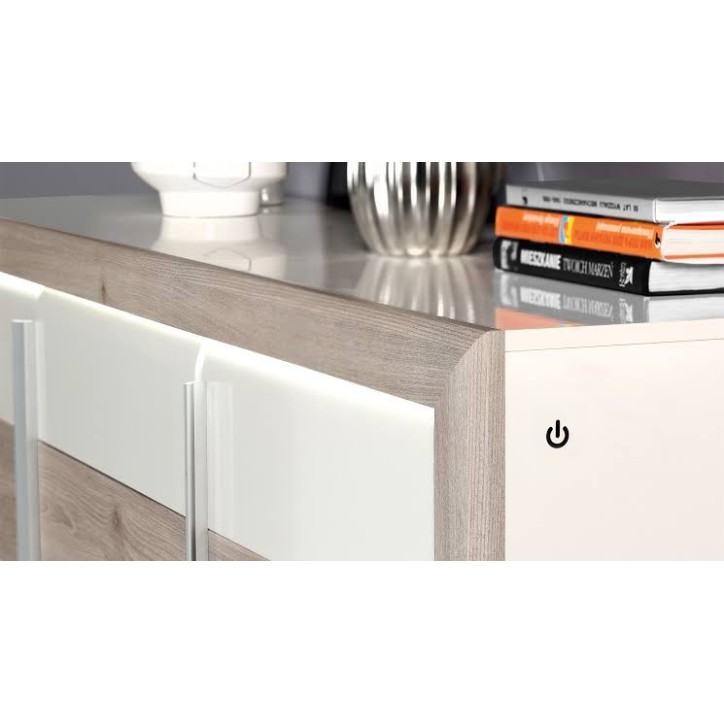 salle à manger complète CANNO chêne clair et blanc