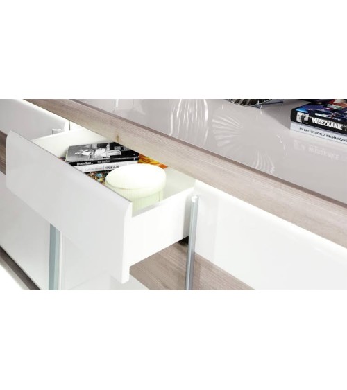 salle à manger complète CANNO chêne clair et blanc