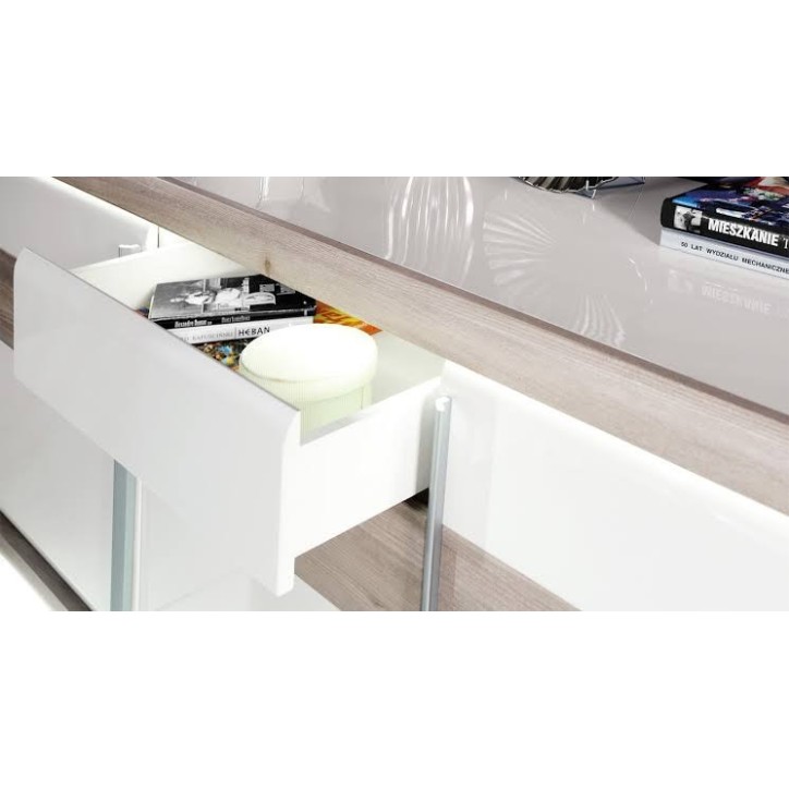 salle à manger complète CANNO chêne clair et blanc