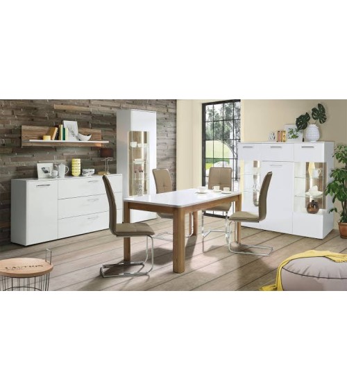 salle à manger complète BABA chêne clair et blanc