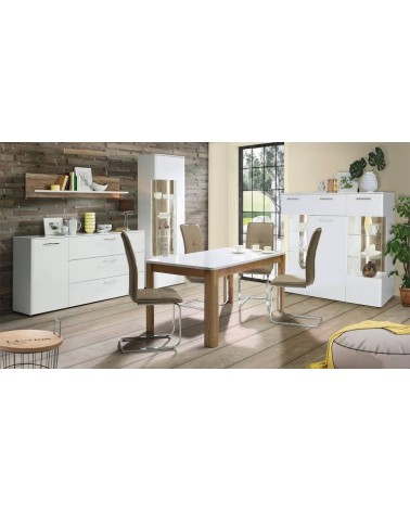 salle à manger complète BABA chêne clair et blanc