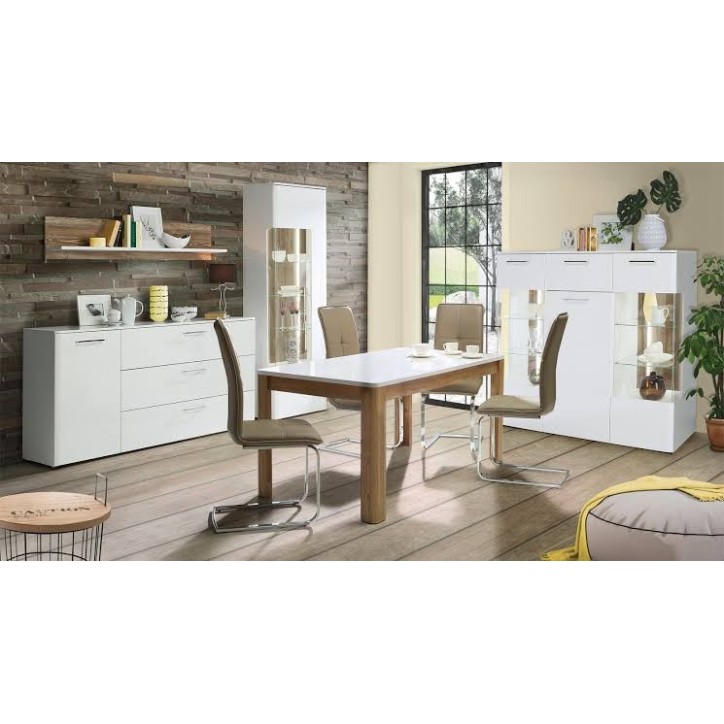 salle à manger complète BABA chêne clair et blanc