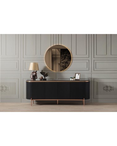 Salle à manger complète ADAGE noir et métal cuivré