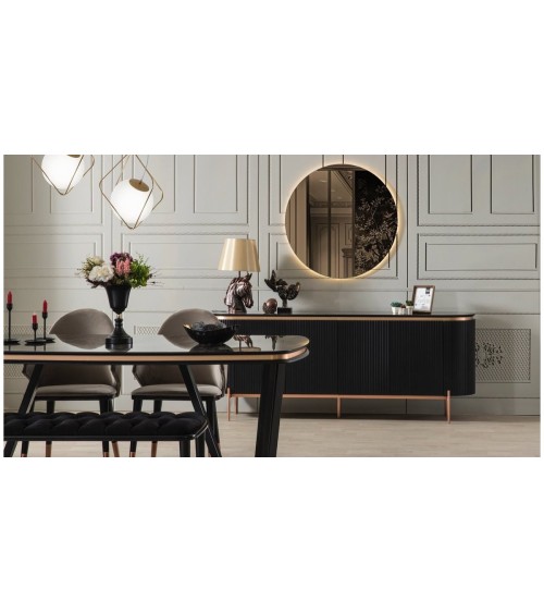 Salle à manger complète ADAGE noir et métal cuivré