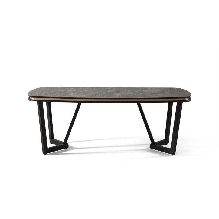 Salle à manger complète ADAGE noir et métal cuivré