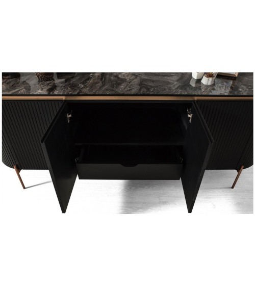 Salle à manger complète ADAGE noir et métal cuivré