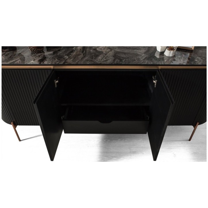 Salle à manger complète ADAGE noir et métal cuivré