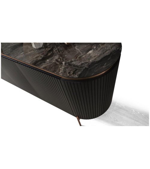 Salle à manger complète ADAGE noir et métal cuivré