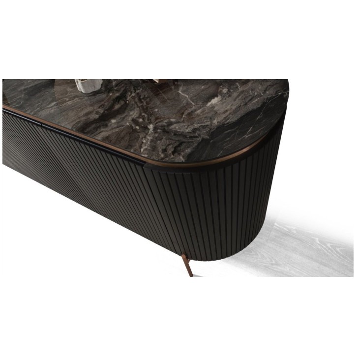 Salle à manger complète ADAGE noir et métal cuivré