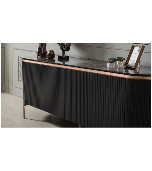 Salle à manger complète ADAGE noir et métal cuivré