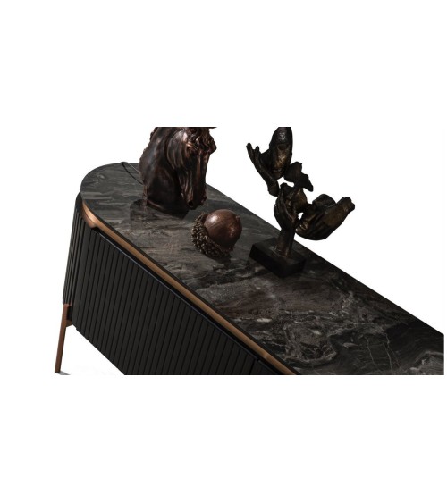 Salle à manger complète ADAGE noir et métal cuivré