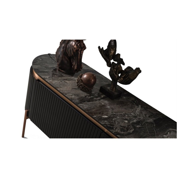 Salle à manger complète ADAGE noir et métal cuivré