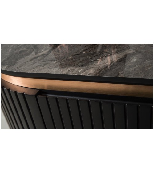 Salle à manger complète ADAGE noir et métal cuivré