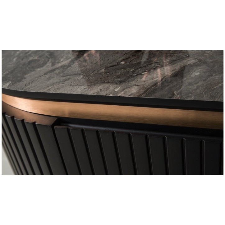 Salle à manger complète ADAGE noir et métal cuivré