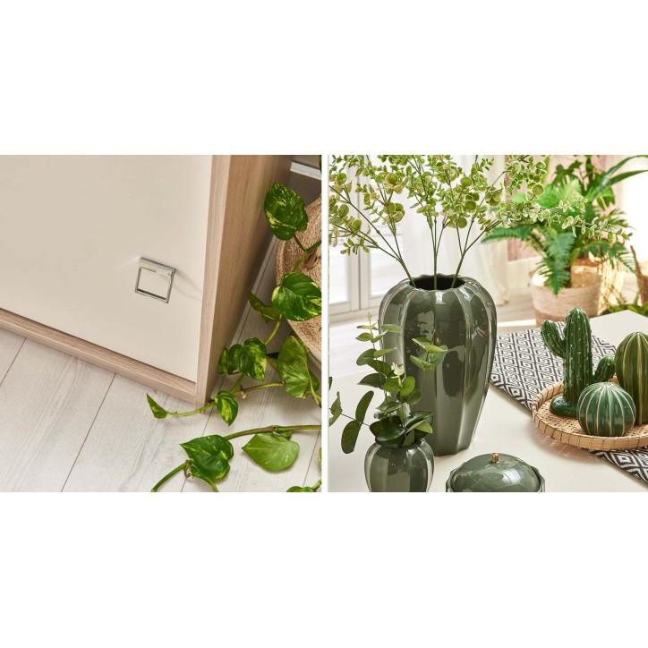 Salle à manger  MILOSIA table et buffet + miroir+ chaises crème et chêne