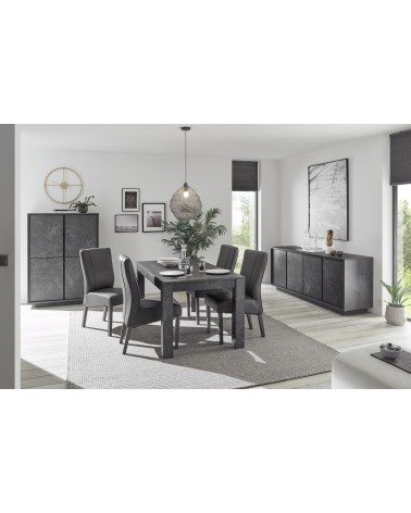 Salle à manger complète VISCONTE effet marbre noir