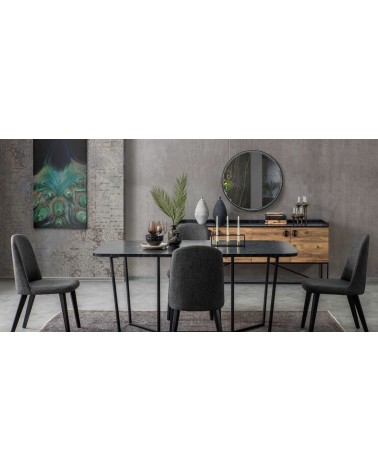 Salle à manger LOFT bois, noir et effet marbre
