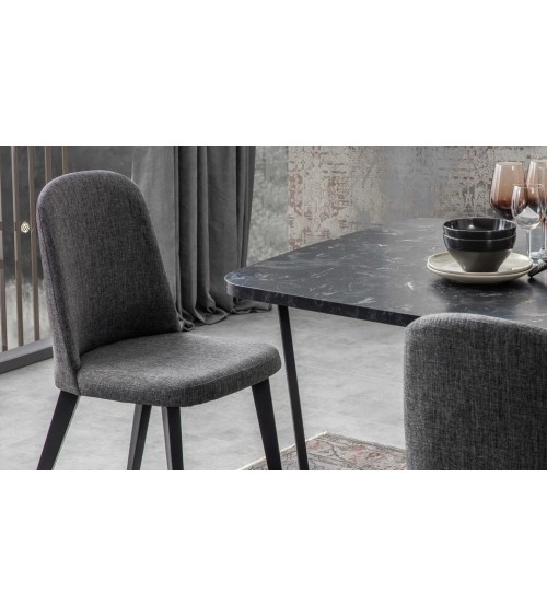 Salle à manger LOFT bois, noir et effet marbre