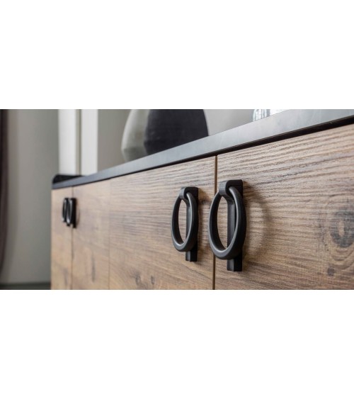 Salle à manger LOFT bois, noir et effet marbre