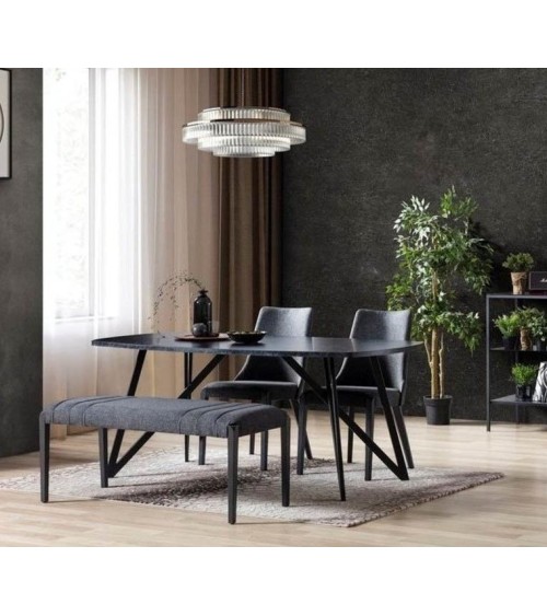 Salle à manger COOL bois, noir et effet marbre