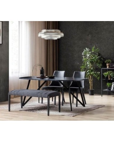 Salle à manger COOL bois, noir et effet marbre
