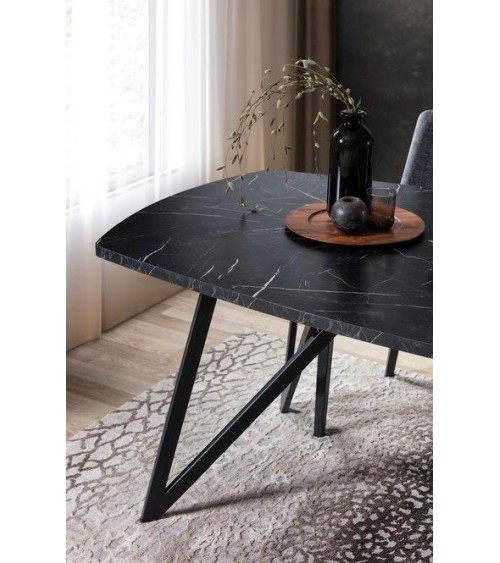 Salle à manger COOL bois, noir et effet marbre