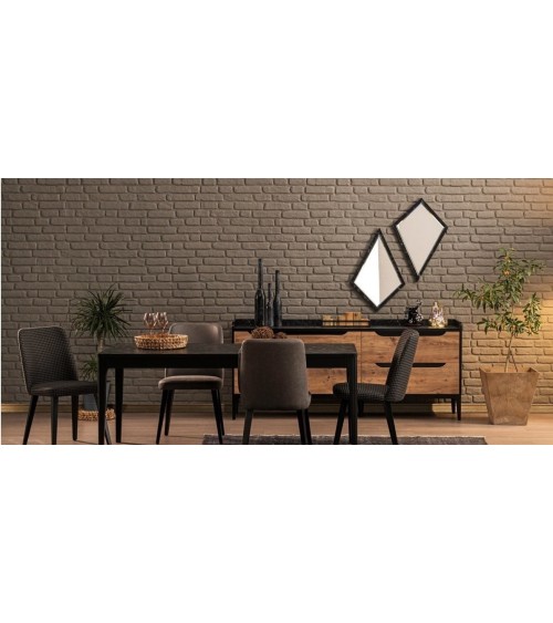 Salle à manger KNIDOS noir et bois