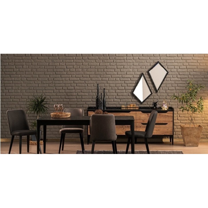 Salle à manger KNIDOS noir et bois Salle à manger KNIDOS noir et bois