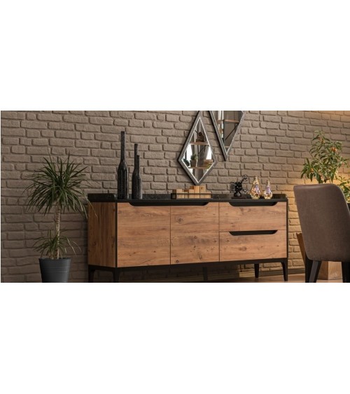 Salle à manger KNIDOS noir et bois