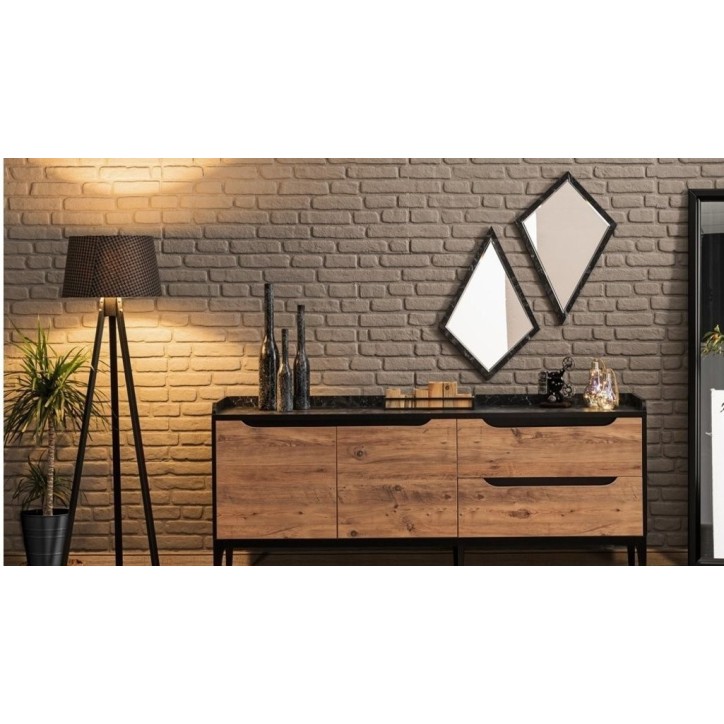 Salle à manger KNIDOS noir et bois Salle à manger KNIDOS noir et bois