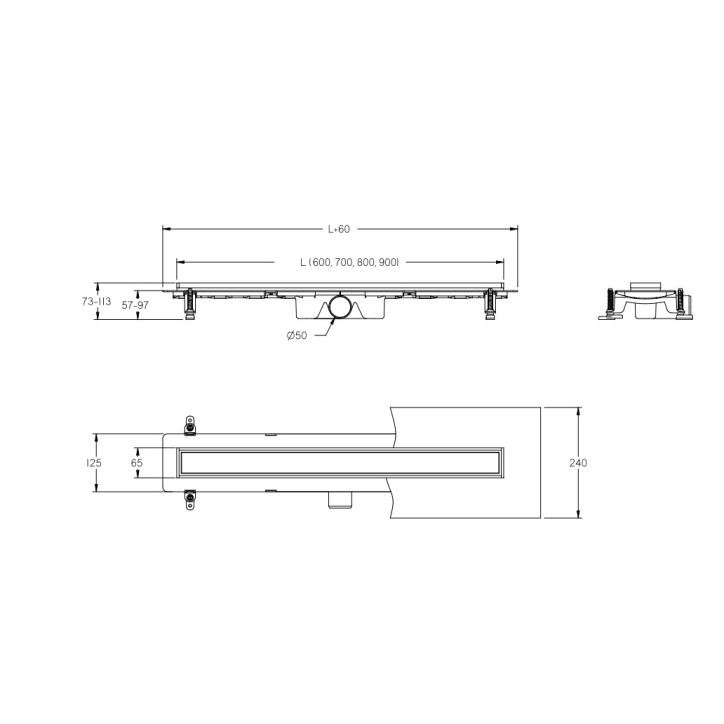 Canal de duche linear BASIC 60cm