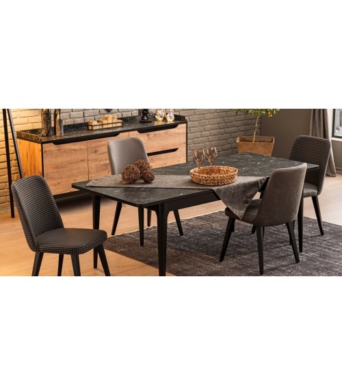 Salle à manger KNIDOS noir et bois