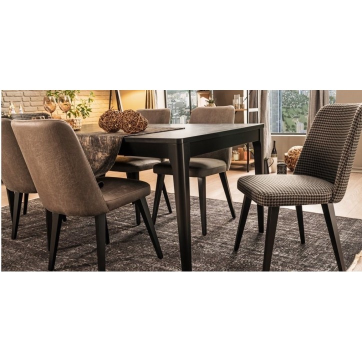 Salle à manger KNIDOS noir et bois Salle à manger KNIDOS noir et bois